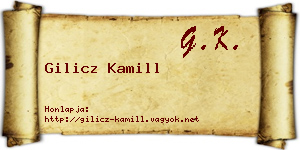 Gilicz Kamill névjegykártya